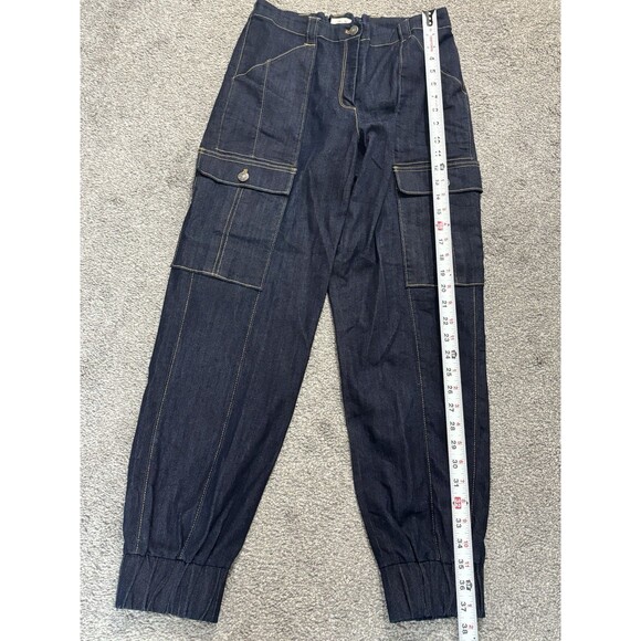 Cinq A Sept Kelly Denim Cargo Pants Women's Size 6 Blue Cotton - Picture 2 of 9